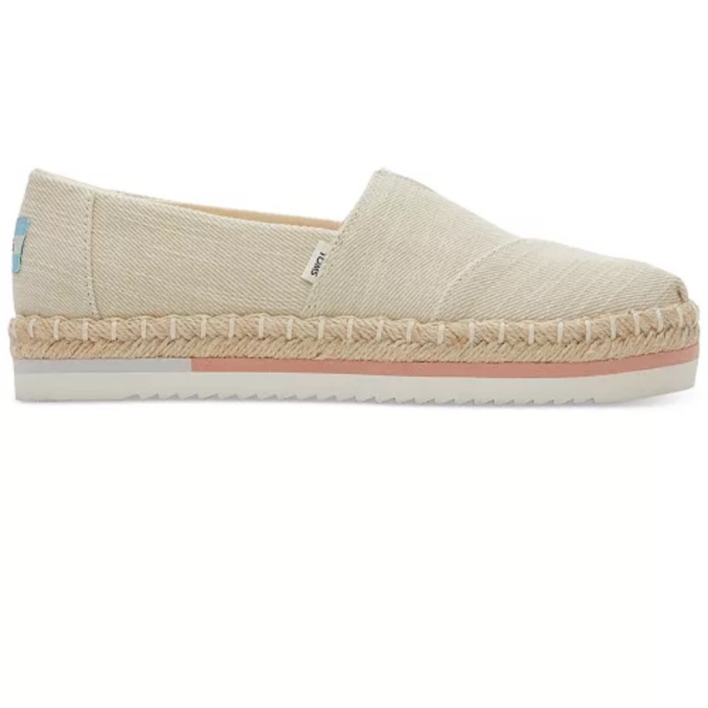TOMS Alpargata Platform Espadrille Slip On Shoes Beige Womens Size 9.5W NEW